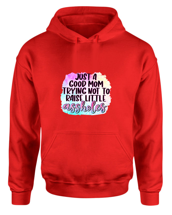 Just a Good mom trying not to raise little *ssholes hoodie - Fivestartees