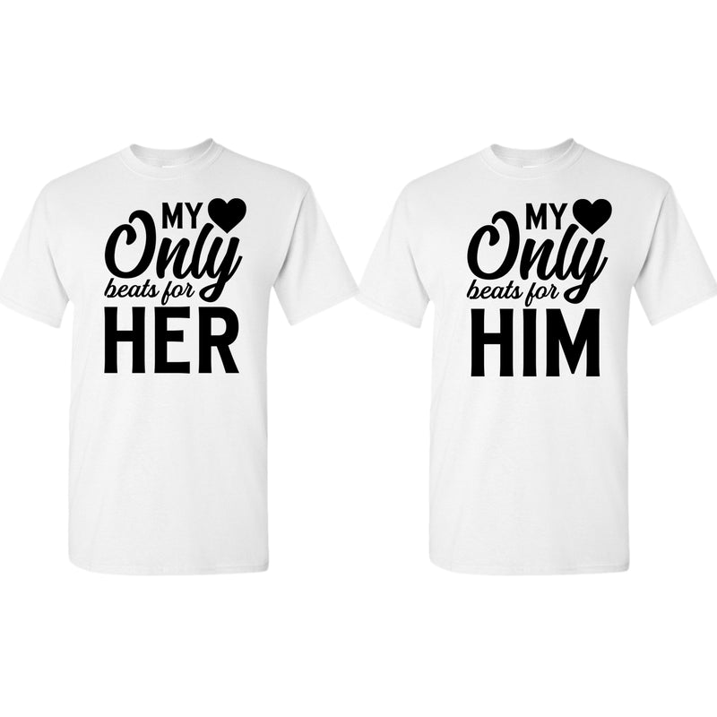 My Heart only beats for her/him Couple Matching T-shirt Valentine's Day T-shirt - Fivestartees