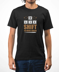 awsd shift to move ahead gamer t-shirt, funny gaming t-shirt - Fivestartees