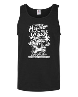 Riding scooter on the beach, enjoy the ride tank top - Fivestartees