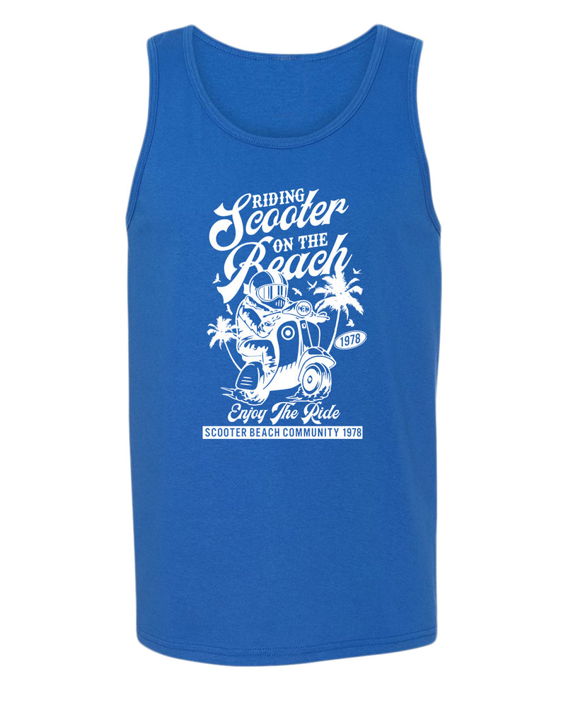 Riding scooter on the beach, enjoy the ride tank top - Fivestartees