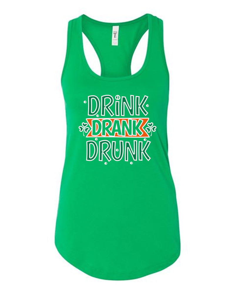 Drink drank drunk tank top women racerback st patrick's day tank top - Fivestartees