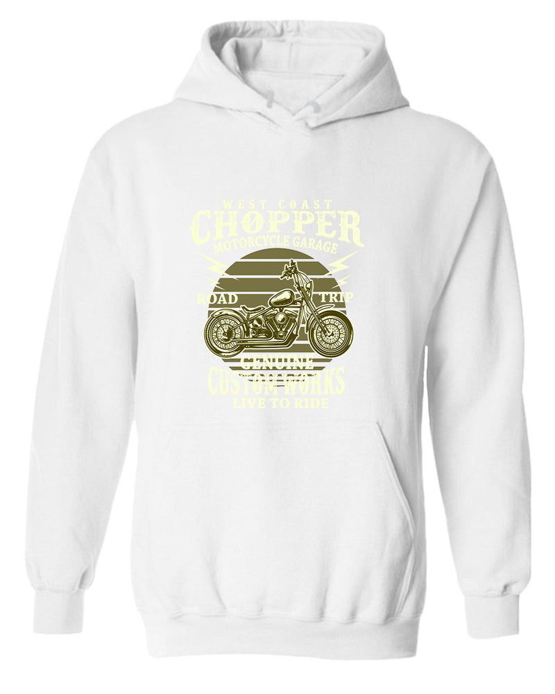 West chopper motorcycle garage hoodie - Fivestartees