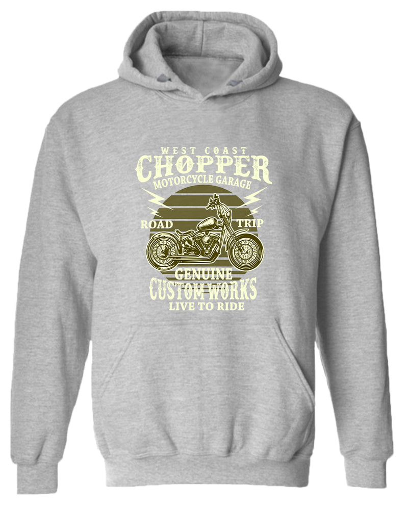 West chopper motorcycle garage hoodie - Fivestartees