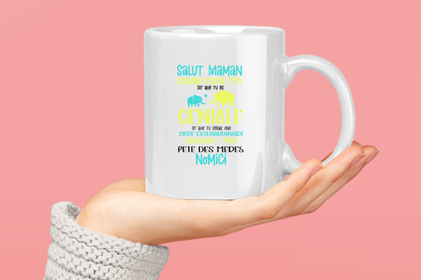 Salut maman grand mere m'a dit que tu es geniale Coffee Mug, frenc Coffee Mug, dad Coffee Mugs - Fivestartees