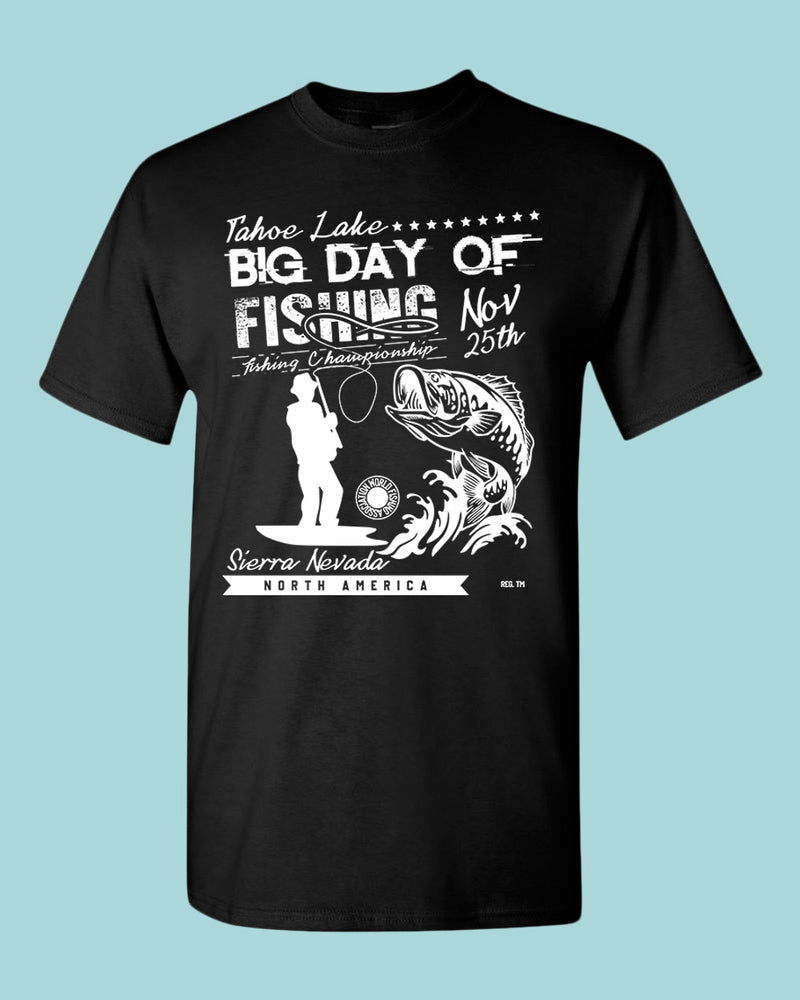 Tahoe Lake Big Day of Fishing T-Shirt, XL / Black