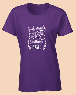 God Made, Jesus Saved and Southern raised T-shirt Religious Women T-shirt - Fivestartees