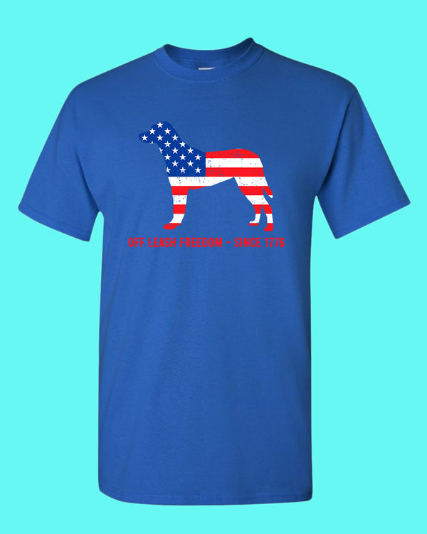 Off Leash freedom since 1776 T-shirt - Fivestartees