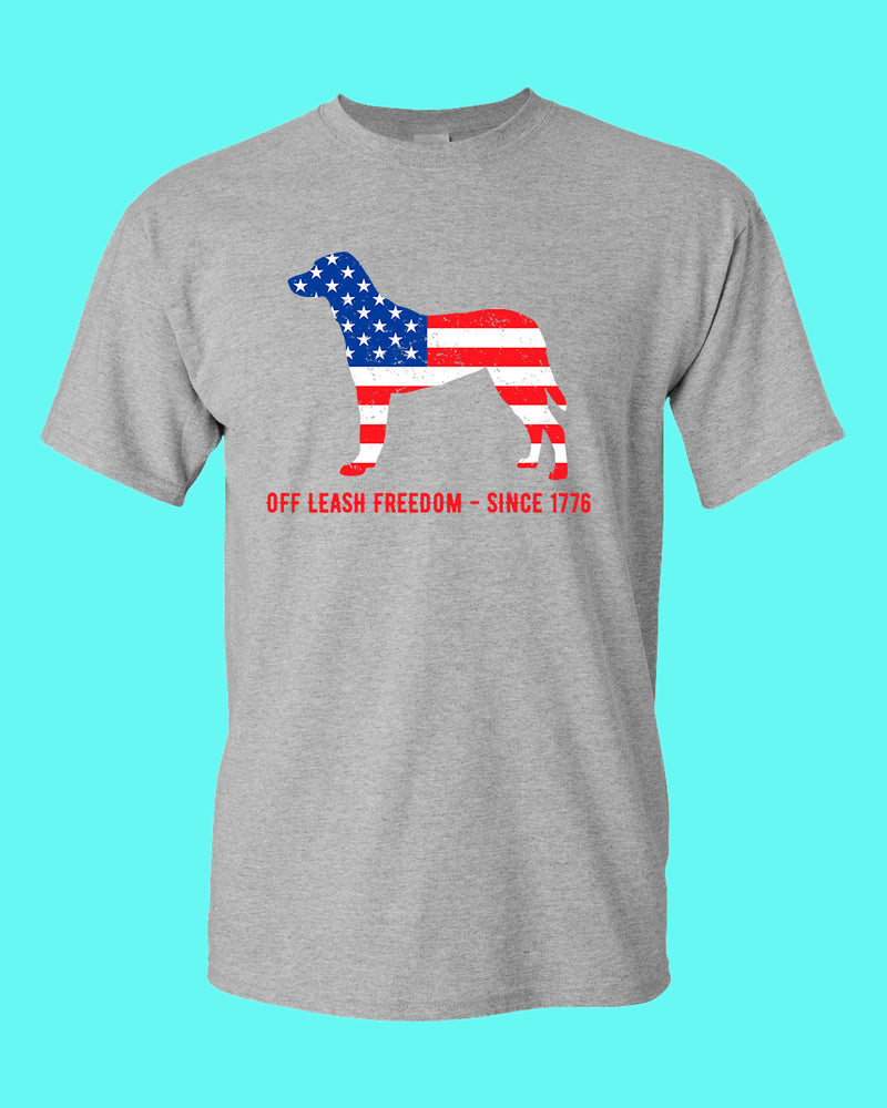 Off Leash freedom since 1776 T-shirt - Fivestartees