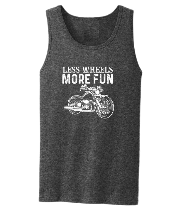 Less wheels more fun rider motorcycle tank top - Fivestartees