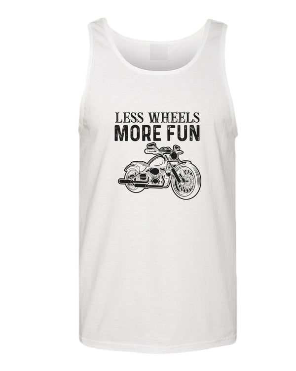 Less wheels more fun rider motorcycle tank top - Fivestartees