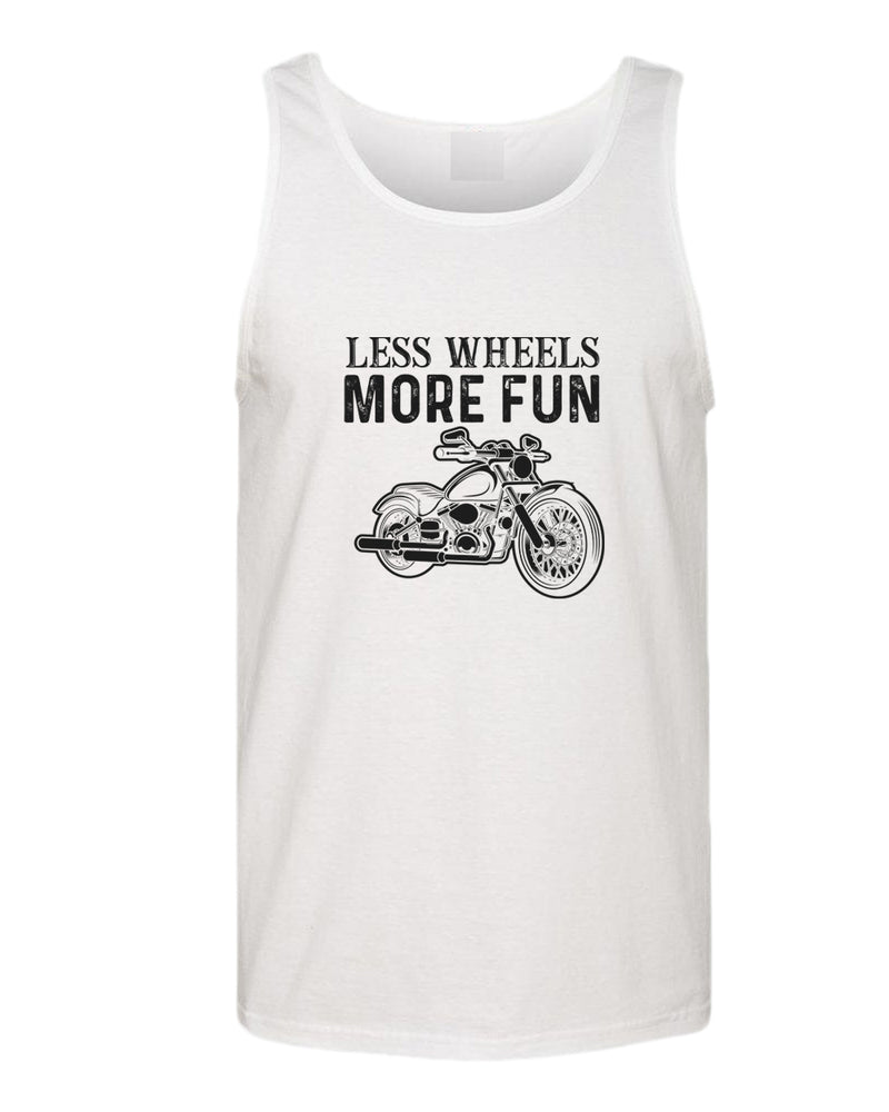 Less wheels more fun rider motorcycle tank top - Fivestartees