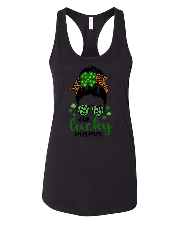 One Lucky mama tank top women racerback st patrick's day tank top - Fivestartees