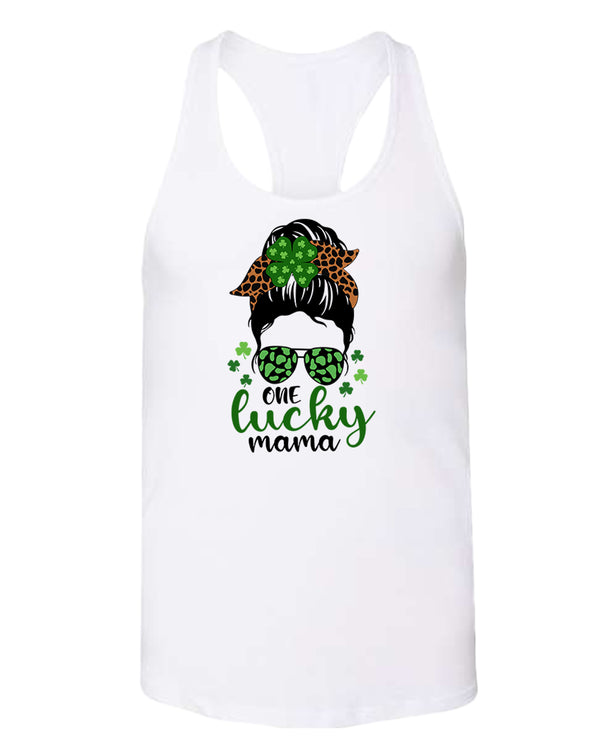 One Lucky mama tank top women racerback st patrick's day tank top - Fivestartees