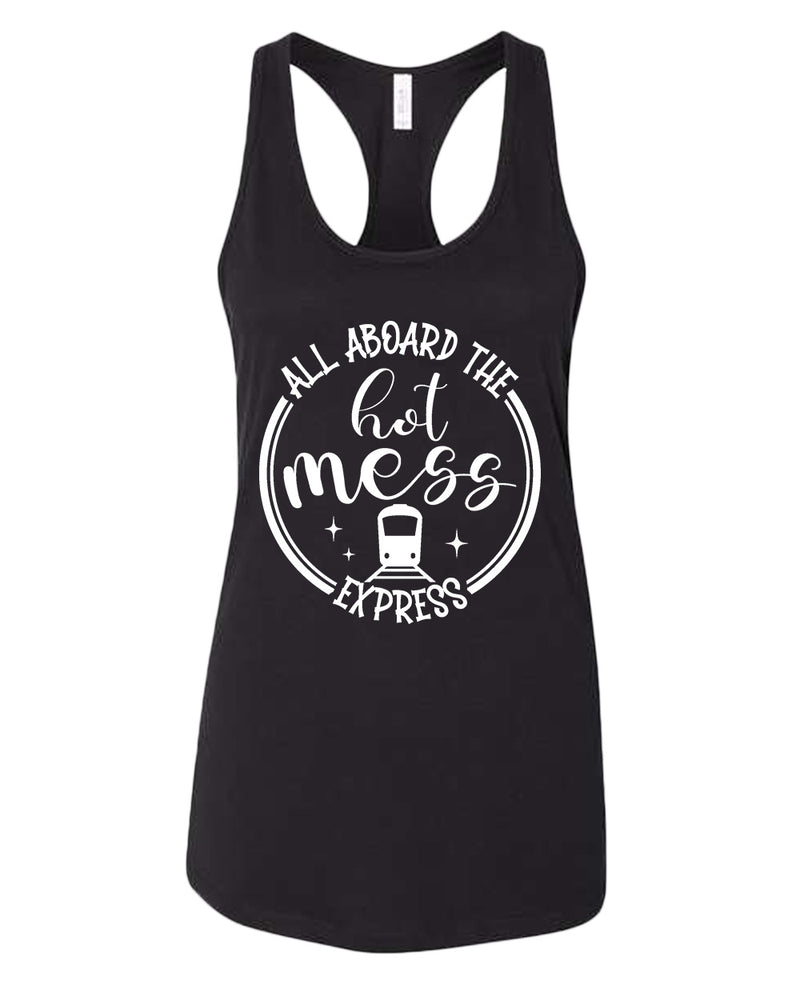 All aboard, the hot mess express funny mom tank tops - Fivestartees