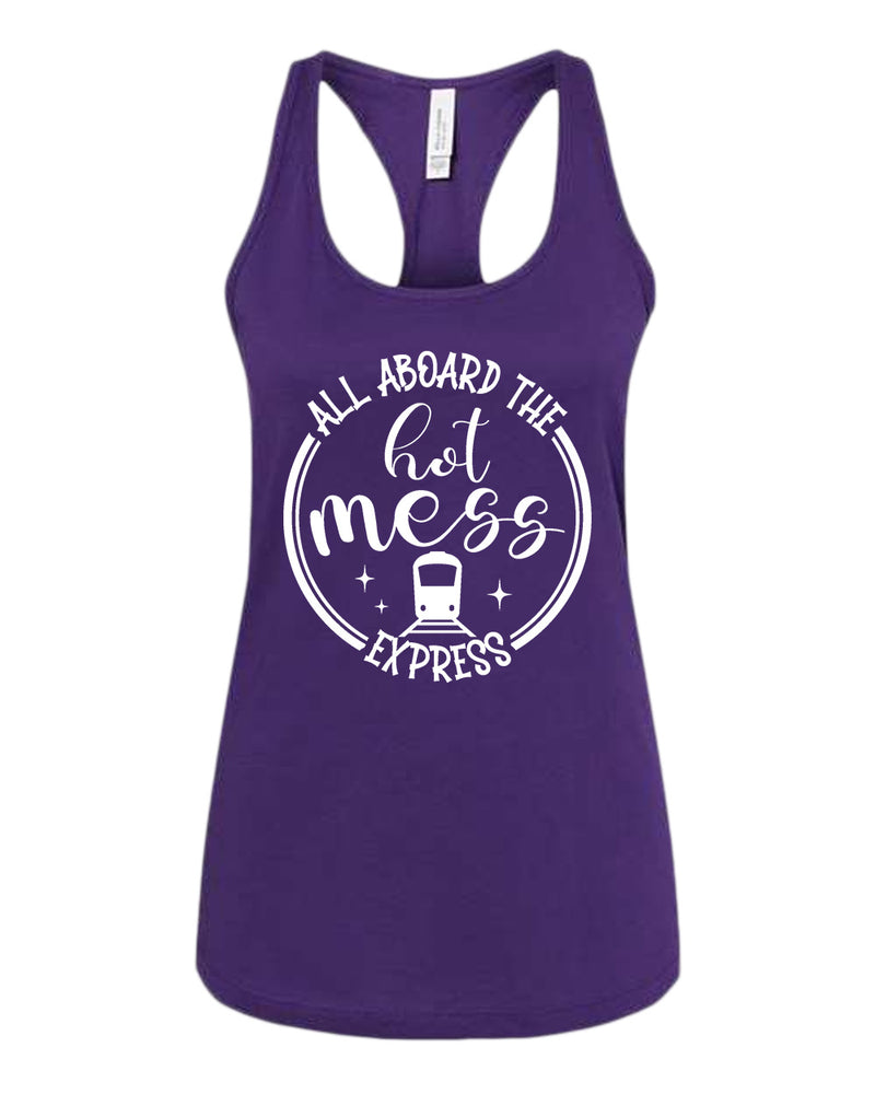 All aboard, the hot mess express funny mom tank tops - Fivestartees