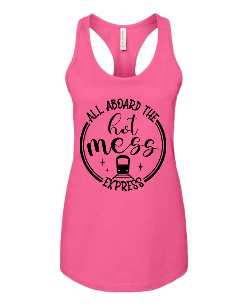 All aboard, the hot mess express funny mom tank tops - Fivestartees