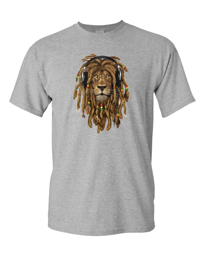 Rasta Lion With Headphone T-shirt Music T-shirt - Fivestartees