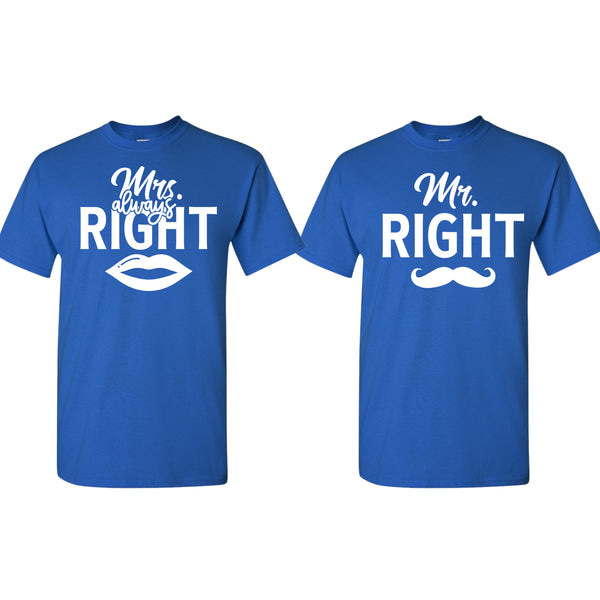 Mr. Right, Mrs. Right Couple Matching T-shirt Valentine's Day T-shirt - Fivestartees