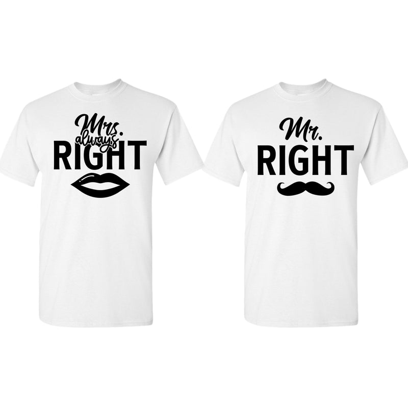 Mr. Right, Mrs. Right Couple Matching T-shirt Valentine's Day T-shirt - Fivestartees