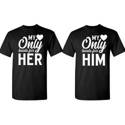 My Heart only beats for her/him Couple Matching T-shirt Valentine's Day T-shirt - Fivestartees
