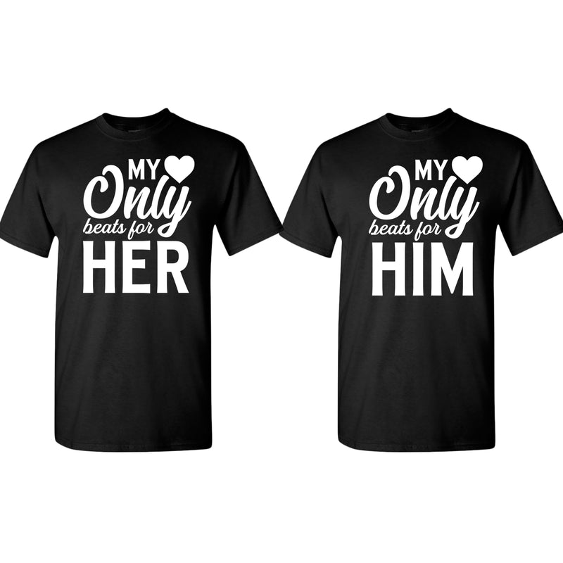 My Heart only beats for her/him Couple Matching T-shirt Valentine's Day T-shirt - Fivestartees