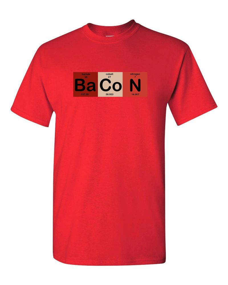 The Chemistry of Bacon T Shirt Funny Brunch Periodic Table Science Tee - Fivestartees