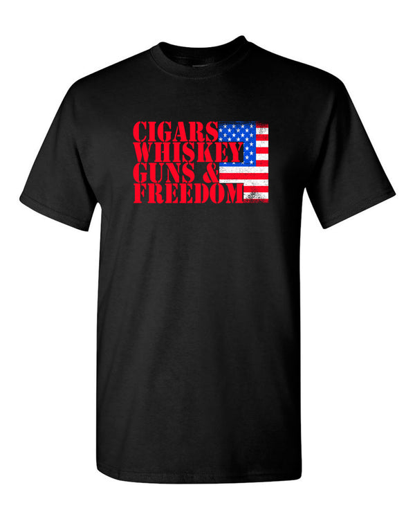 Cigars Whiskey Guns and Freedom T-shirt - American T-shirt 2nd A tees - Fivestartees