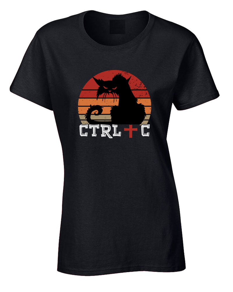 Control c funny Halloween black cat t-shirt women tees - Fivestartees