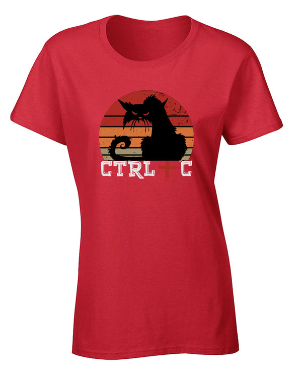 Control c funny Halloween black cat t-shirt women tees - Fivestartees