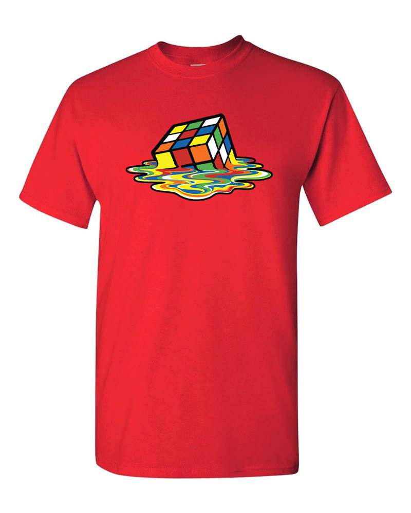 Melting CUBE T-Shirt CLASSIC Funny Party Tee  Rubik Cubic Tees - Fivestartees