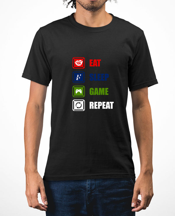 Eat sleep game repeat funny gaming t-shirt - Fivestartees