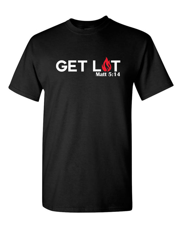 Get Lit, Christian T-shirt, Faith T-shirt, Religion T-shirt Matthews 5:14 - Fivestartees