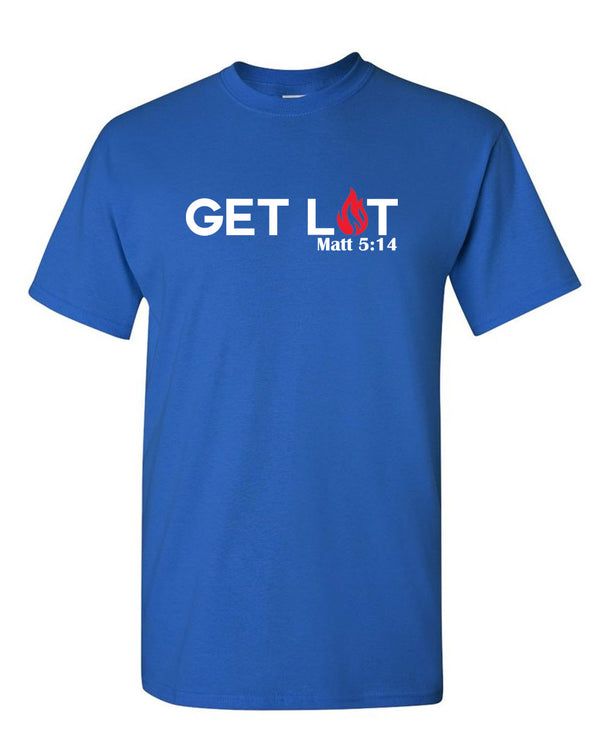 Get Lit, Christian T-shirt, Faith T-shirt, Religion T-shirt Matthews 5:14 - Fivestartees