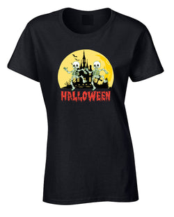 Halloween skeleton t-shirt women tees - Fivestartees