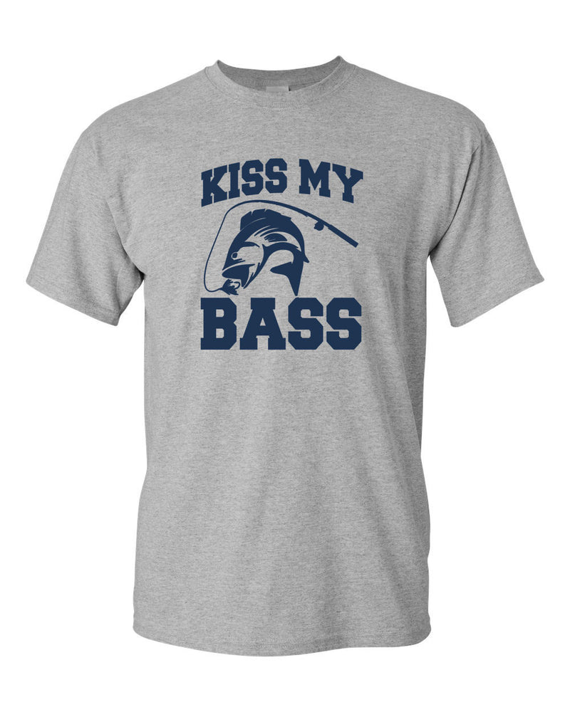 Kiss My Bass, Funny Fishing T-Shirt, M / Red