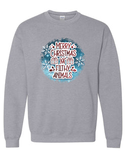 Merry Christmas ya filthy animals Sweatshirt, funny christmas shirt - Fivestartees