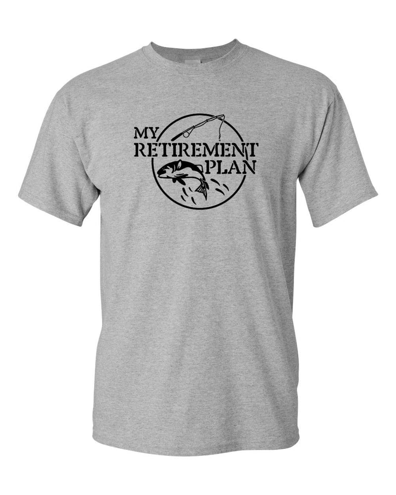 My Retirement Plan T-Shirt Funny Fish Pole Humor Fisherman Men, M / Red