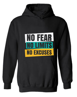 No fear no limits no excuses hoodie, motivational hoodie, inspirational hoodies, casual hoodies - Fivestartees