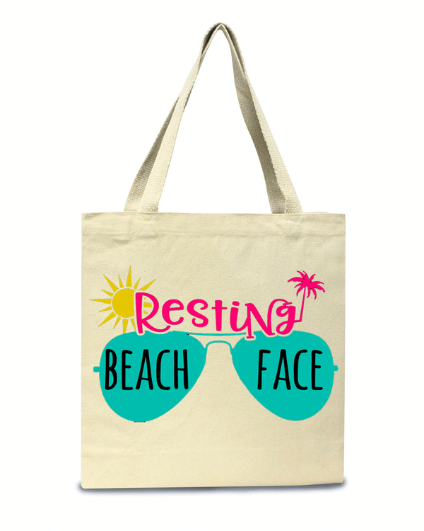 Resting Beach Face Cotton Canvas Tote Bag - Fivestartees