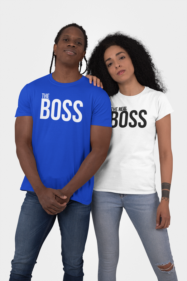 Couple Matching T-shirt, The Boss The Real Boss T-shirt, Valentine day tees. - Fivestartees
