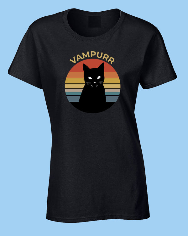 Vampuur Halloween T-shirt, Black cat Women T-shirt - Fivestartees