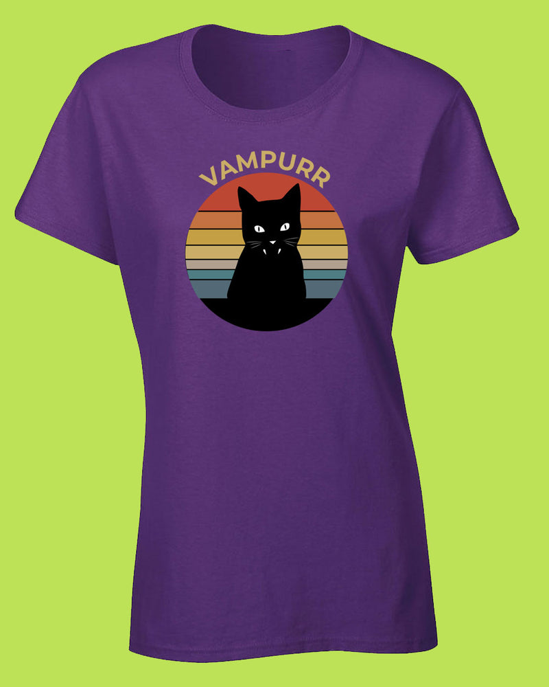 Vampuur Halloween T-shirt, Black cat Women T-shirt - Fivestartees