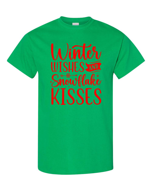 Winter Wishes and snowflakes kisses Christmas T-shirt, Holiday T-shirt - Fivestartees
